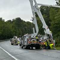 <p>SMECO crews working hard in St. Mary’s County repairing downed lines in St. Inigoes this morning</p>