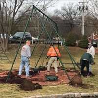 <p>Louis Morello, who owns Champion Waste Removal in Montclair, donated the labor and equipment to remove the unsafe swings last Friday.</p>