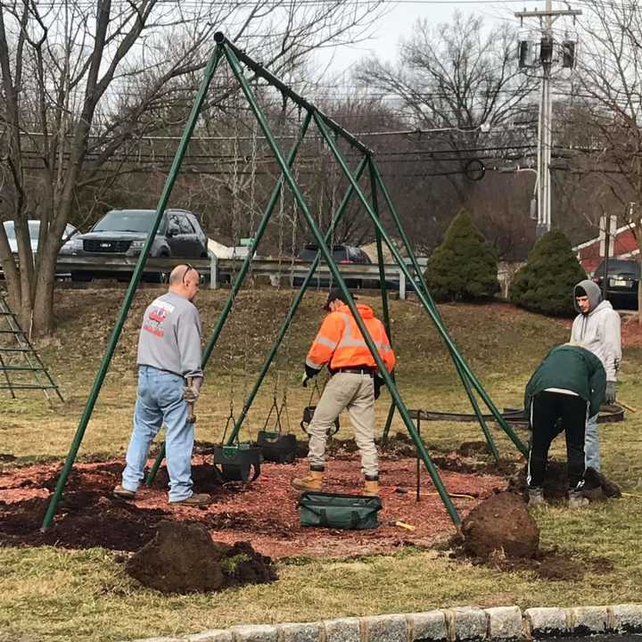 Louis Morello, who owns Champion Waste Removal in Montclair, donated the labor and equipment to remove the unsafe swings last Friday.