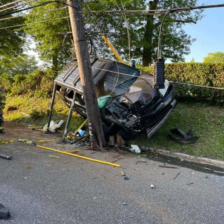 A car into a utility pole on Derry Street in Harrisburg.