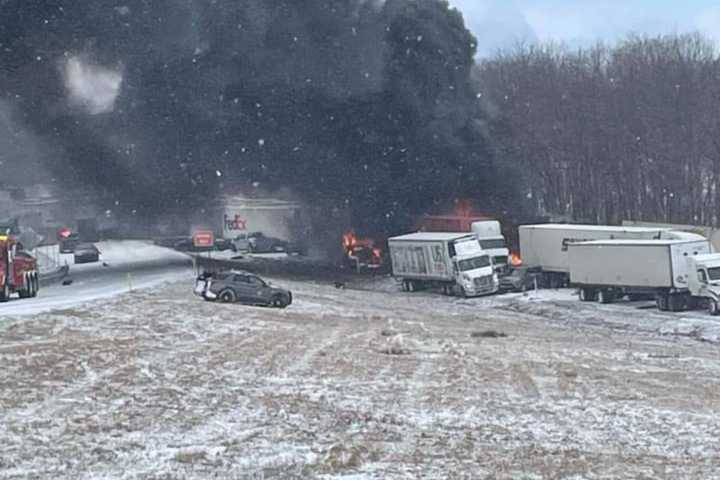 Three People Killed, Multiple Injuries Reported In Fiery 50+ Vehicle Crash On I-81