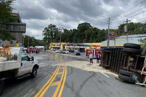 Road Closed After Truck Overturns In Westchester