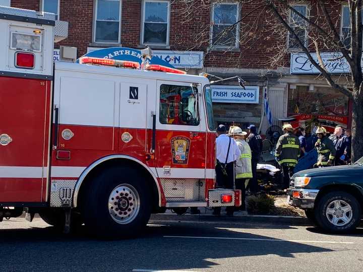 Crews responding to the Parthenon Diner on Connecticut Avenue where the crash occurred