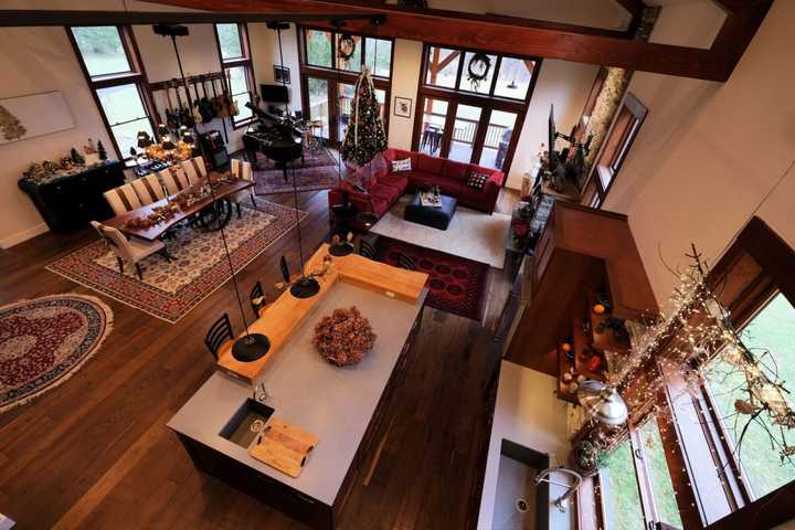 Interior of a decorated home along the Winding Through Warwick Tour.