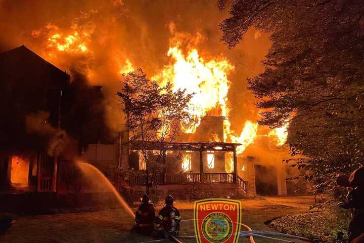 Building Collapses After 4-Alarm Fire Rips Through Newton Home