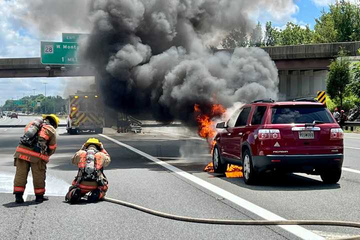 Vehicle Catches Fire In The Middle Of Montgomery County Highway