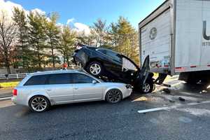 Car Winds Up Under Tractor-Trailer, Over SUV In Three-Vehicle Montgomery County Crash