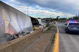 Tractor Trailer Rollover Crash Shuts Down Multiple Lanes On Mass Pike In Boston