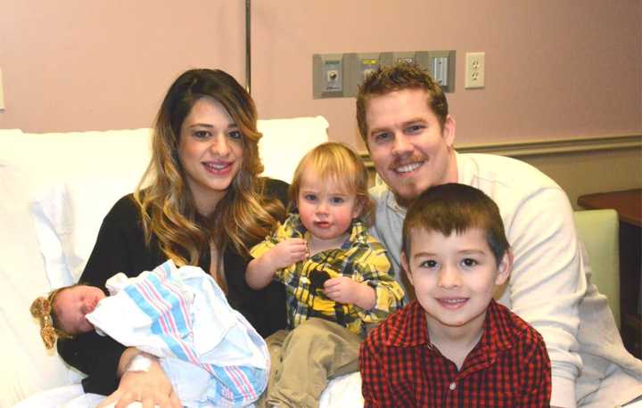 Dana and Kyle Swensen of Midland Park with their sons Jalen, 6, Kamden, 18 months, and baby Milan Evee Belle.