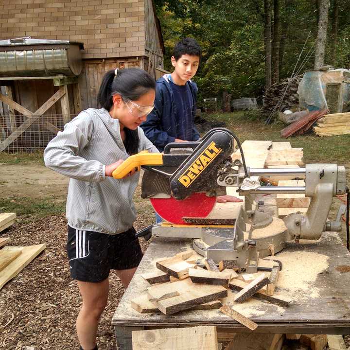 In addition to building a shed, Wooster School students harvested vegetables and cared for animals during a recent visit to The Farm at Holmes.