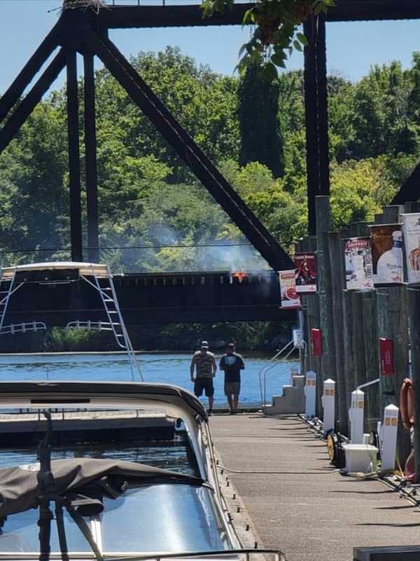 Railroad Bridge On Fire Over Bear Creek (DEVELOPING)