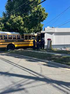 One Hospitalized When School Bus Crashes Into Gas Station Building In Maryland