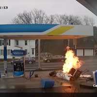 Driver Crashes Into CT Gas Pumps, Causing Fire, Police Say