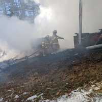 <p>Firefighters responded to a house fire in Sandisfield on Monday, Jan. 31.</p>