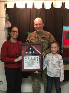 Army Captain Presents Flag To Roaring Brook Elementary