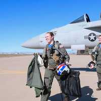 <p>Margaret Dente (left) was one of several all-women pilots to fly over the Super Bowl on Sunday, Feb. 12.</p>