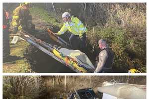 Photos Show Responders Lifting Tractor Trailer Driver 75 Feet To Roadway After Route 202 Crash