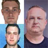 <p>Stephen Smerk: Parabon sketch (top left), Smerk at 26 years old in 1996 (bottom left); and Smerk at the time of his arrest.</p>