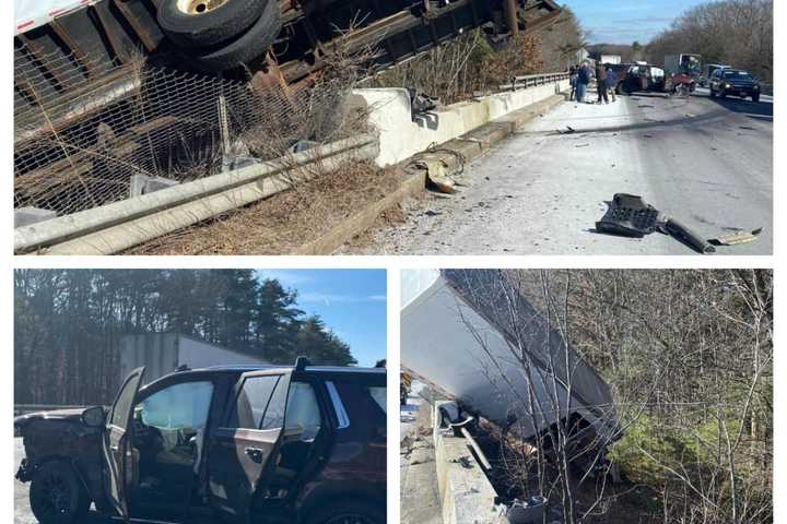 Truck Left Dangling From Bridge Following Crash On I-495 In Harvard