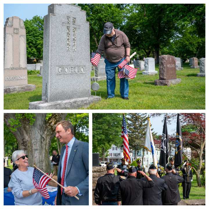 More than 150 volunteers left 5,000 American flags on the graves of veterans in St. John&#x27;s Cemetery in Worcester on Wednesday, May 24, ahead of Veteran&#x27;s Day.