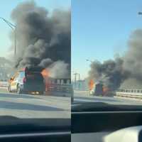 Police Car Transporting Prisoner Catches Fire In Hudson County