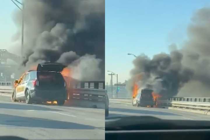 Police Car Transporting Prisoner Catches Fire In Hudson County