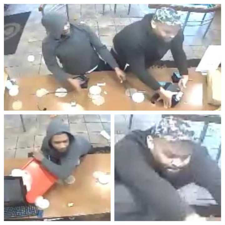 Worcester police are searching for these two men they say attacked workers at a Popeyes on Park Avenue in April after the store gave them the wrong order.