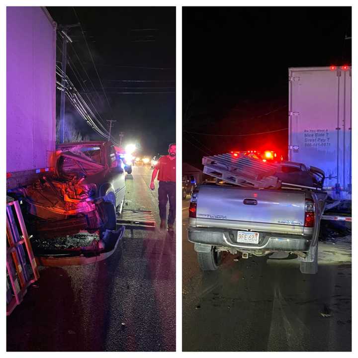 Auburn police said airbags likely saved a distracted driver&#x27;s life after they crashed into the back of a broken down tractor-trailer Wednesday night, Dec. 28.