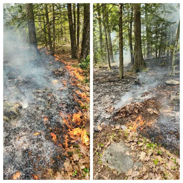 Montgomery-Russell police responded to a Glasgow Drive brush fire Tuesday morning, May 9, and had to help keep the flame from spreading toward a nearby home before firefighters arrived, authorities said.