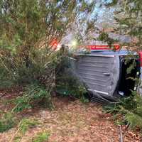 <p>The car had flipped and was on its side when firefighters arrived at the scene.</p>