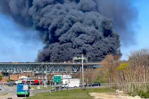 Fiery Crash: Bridge, Buildings On Fire After Oil Tanker Overturns in New London, Police Say