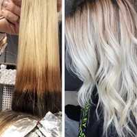 <p>Color banding: This is a real-life example of what happens if coloring isn&#x27;t maintained. The hair grows out with inches of different colors, Altomare explains.</p>