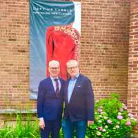 <p>Project Runway Co-Host Tim Gunn with Lyndhurst Mansion Executive Director Howard Zar.</p>