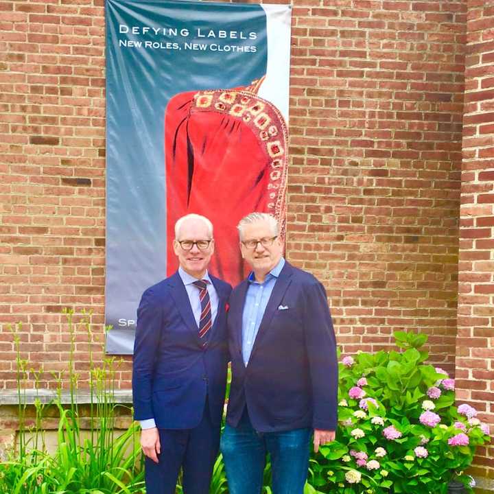 Project Runway Co-Host Tim Gunn with Lyndhurst Mansion Executive Director Howard Zar.