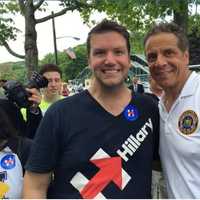 <p>Tom D&#x27;Angora poses with Gov. Andrew Cuomo at the Chappaqua Labor Day Parade.</p>