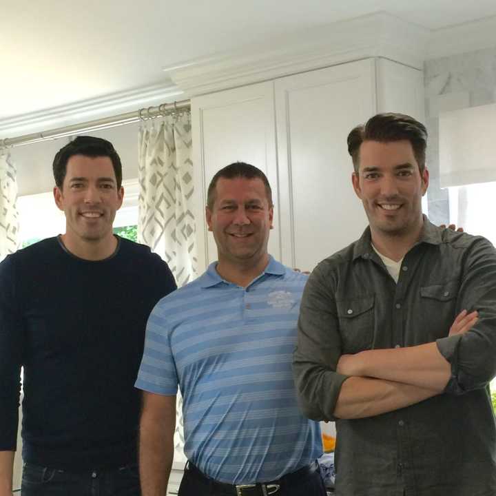 Artie Lange with the Property Brothers. Arthur Lange Inc. of Bronxville was hired for four local home renovation projects that will appear on the popular HGTV seriess in April and May.