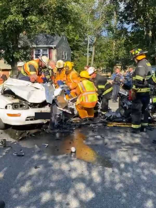 Firefighters Cut Roof Of Car To Rescue Driver In Paramus Crash