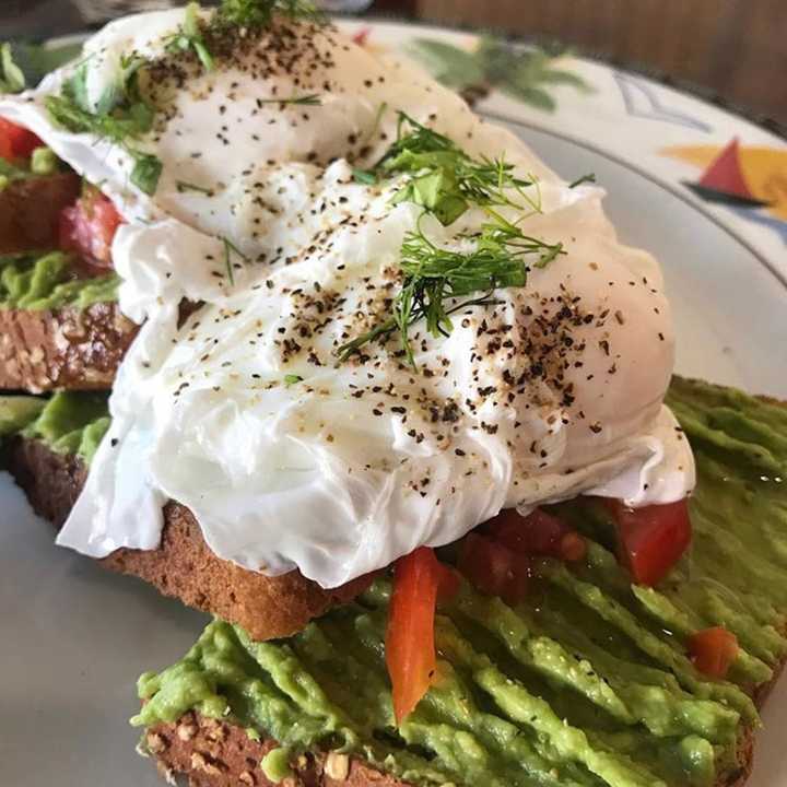 Avocado toast with poached eggs from Westfield Station Cafe.