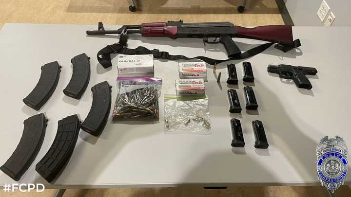 Firearms seized from a preschool trespasser.