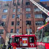 <p>Multiple ground and aerial ladders were used to attack the blaze.</p>