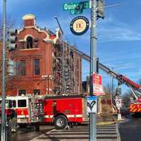 <p>The scene of the fire on Saturday afternoon.</p>