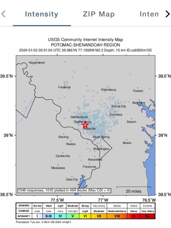 Small Earthquake Reported In DMV Region: US Geological Survey