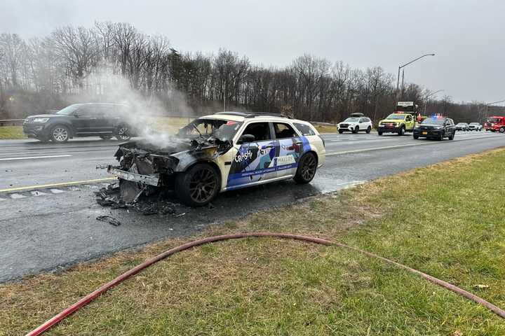 Car Being Towed Catches Fire On I-270 In Montgomery County