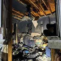 <p>The aftermath of the trailer fire in Harford County</p>