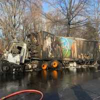 <p>The aftermath of the tractor-trailer fire in Montgomery County.
  
</p>