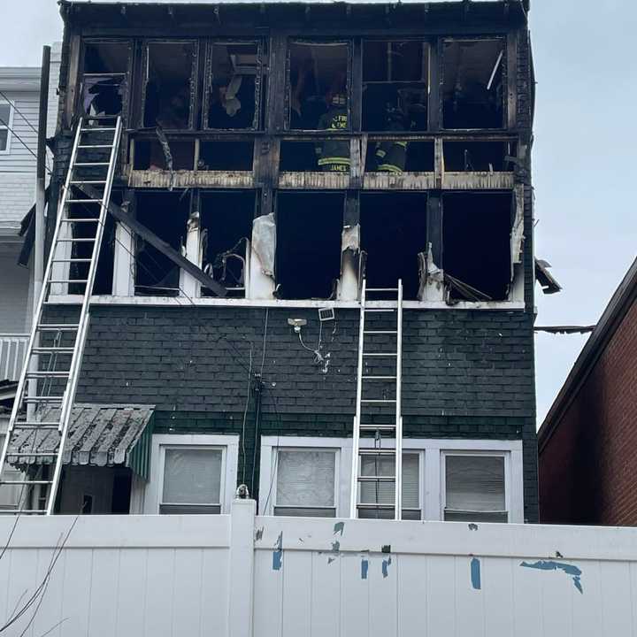 The aftermath of the fire that left seven displaced.