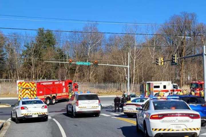 Motorcycle Catches Fire In Maryland Crash At Busy Intersection; Two Injured