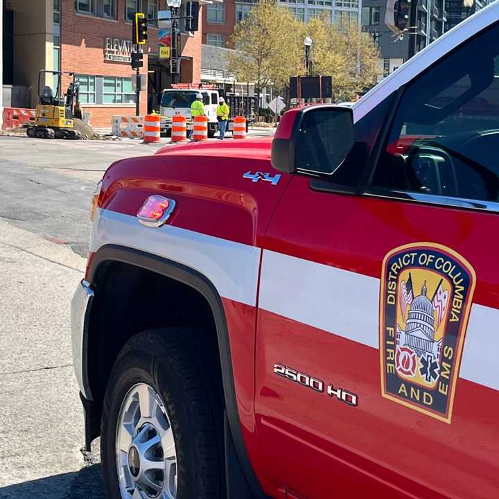 DC Fire and EMS personnel at the scene of the gas leak.