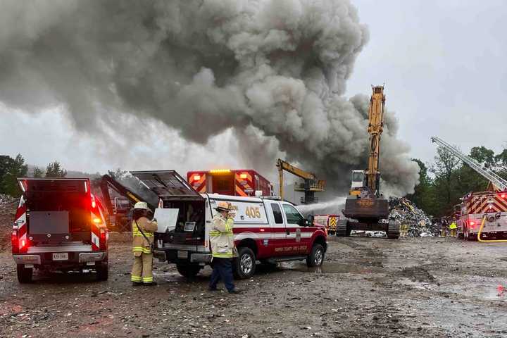 Massive Metal Pile Fire Breaks Out On Richmond Highway