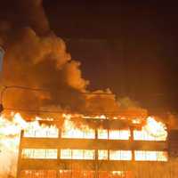 <p>The arsonist's blaze at&nbsp;Stewartstown Furniture Factory.</p>